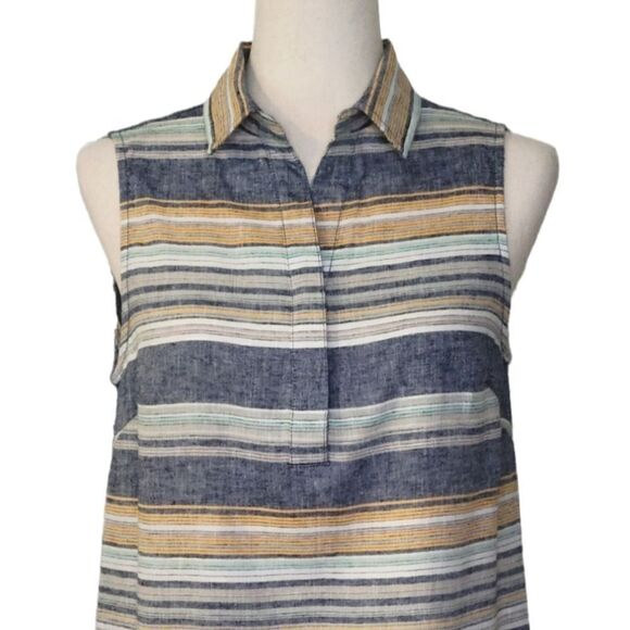 Beachlunchlounge Leandrina Lake Blue Striped Shirt Dress Size S Petite - Picture 4 of 6